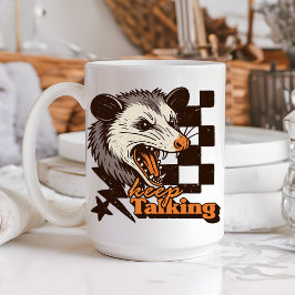 Caneca De Café Retro Continue Falando Feral Possum: Animal Selvag