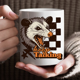 Caneca De Café Retro Continue Falando Feral Possum: Animal Selvag
