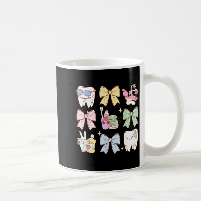 Caneca De Café Retro Coquette Bow Dental Hygienist Teeth Dentist  (Direita)