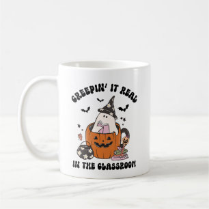 Caneca De Café Retro Creepin' It Real Teacher Halloween
