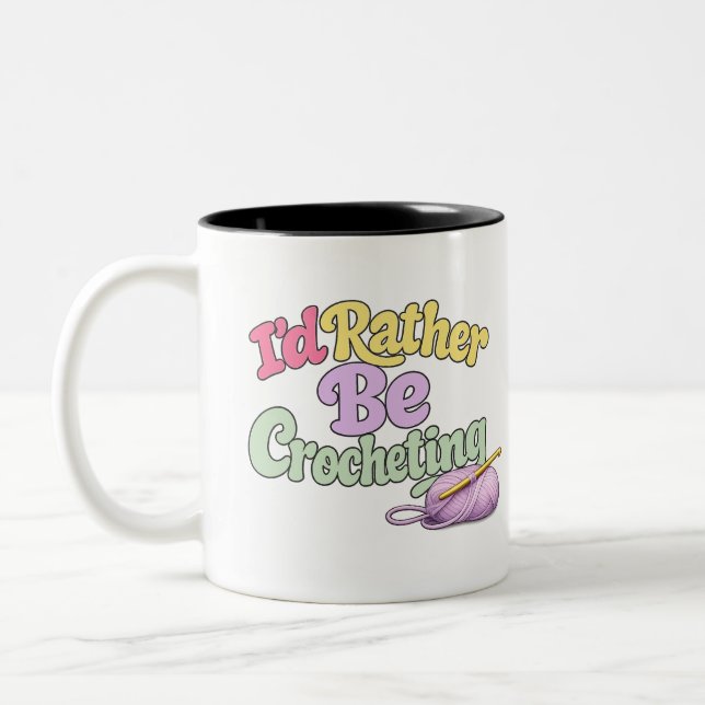 Caneca de Café Retro Crochê em Dois Tons (Esquerda)