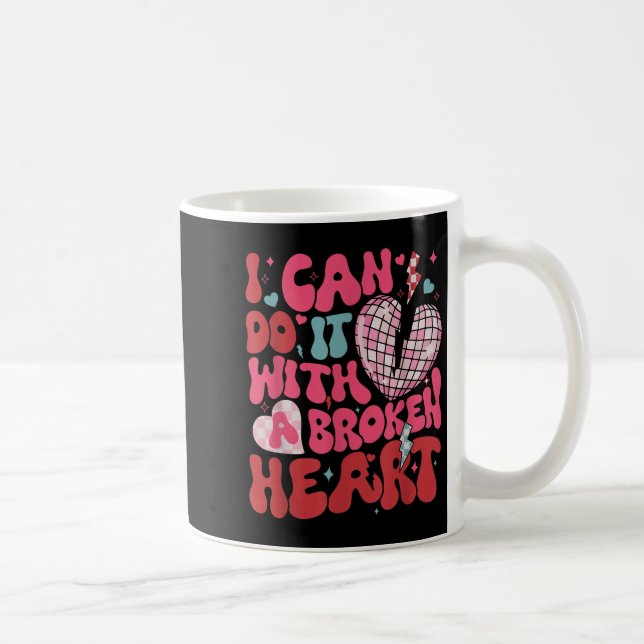 Caneca De Café Retro Cute Groovy I Can Do It Quote Disco Heart -  (Direita)