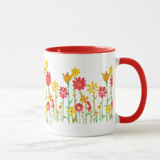 Caneca de café retro da flor por Megaflora