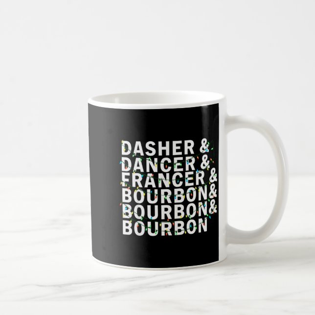 Caneca De Café Retro Dasher Dancer Prancer Bourbon Christmas Funn (Direita)