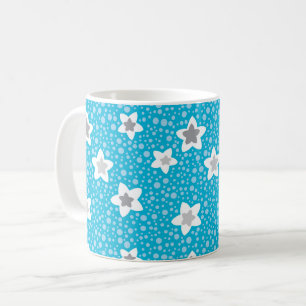 Caneca De Café Retro de bolinhas azul pesado com estrelas