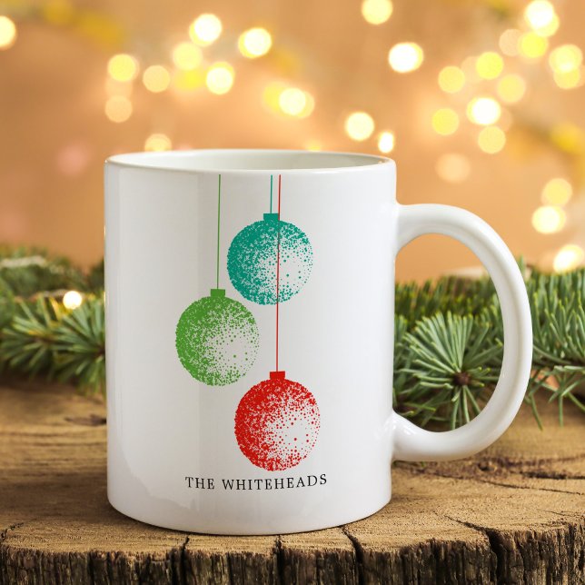 Caneca De Café Retro de Ornamento (Retro Ornament Holiday Christmas mug with the ability to customize for a modern feel.)
