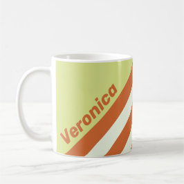 Caneca De Café Retro Desert Cactus Stripes with Name