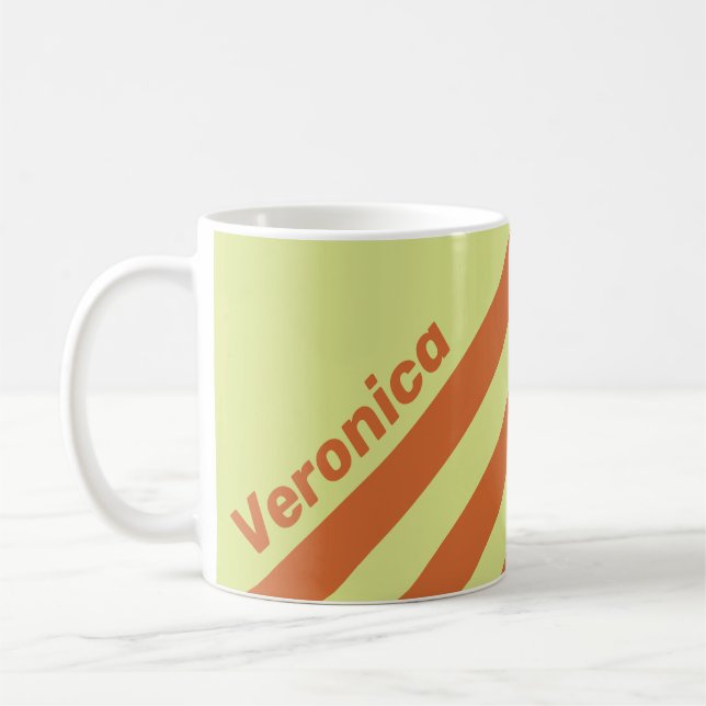 Caneca De Café Retro Desert Cactus Three Stripes with Name (Esquerda)