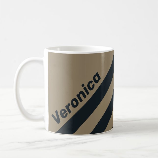 Caneca De Café Retro Desert Three Stripes with Name (Esquerda)
