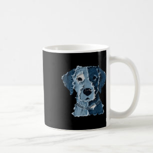 Caneca De Café Retro Divertido Remendo de Denim Animal Cachorro