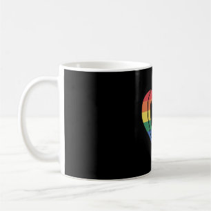 Caneca De Café Retrô do Coração do Amor Groovy LGBT Rainbow Pride