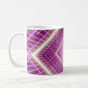 Caneca De Café Retro dos anos 80: Fundo 3D Sci-Fi.