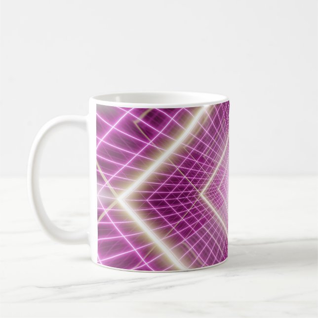 Caneca De Café Retro dos anos 80: Fundo 3D Sci-Fi. (Esquerda)