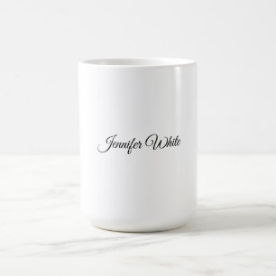 Caneca De Café Retro Elegante Preto e Branco da Caligrafia