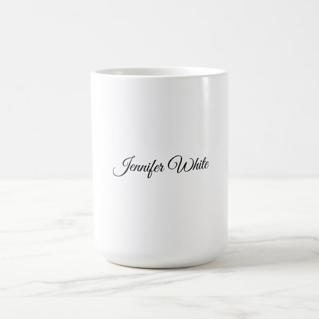 Caneca De Café Retro Elegante Preto e Branco da Caligrafia (Centro)