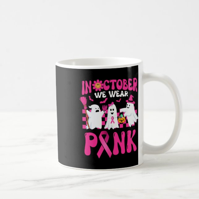 Caneca De Café Retro Em Outubro Vestimos Assistente Rosa Fantasma (Direita)