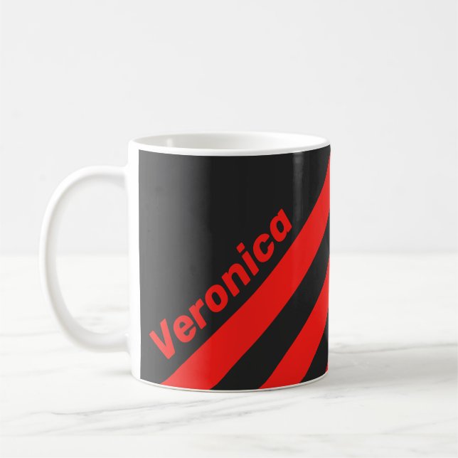Caneca De Café Retro Escuro Três Listras com Nome (Esquerda)