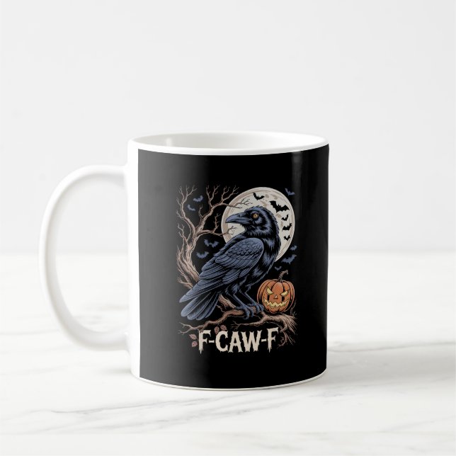 Caneca De Café Retro F-Caw-F Bird Crow Funny Crow Bird Cawing Gru (Esquerda)
