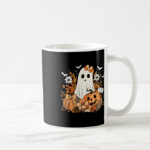 Caneca De Café Retro Fantasma Floral Cuja Pumpkin Autumn Hallowee