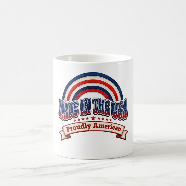 Caneca De Café Retro Feito nos EUA Orgulhosamente Americano (Centro)