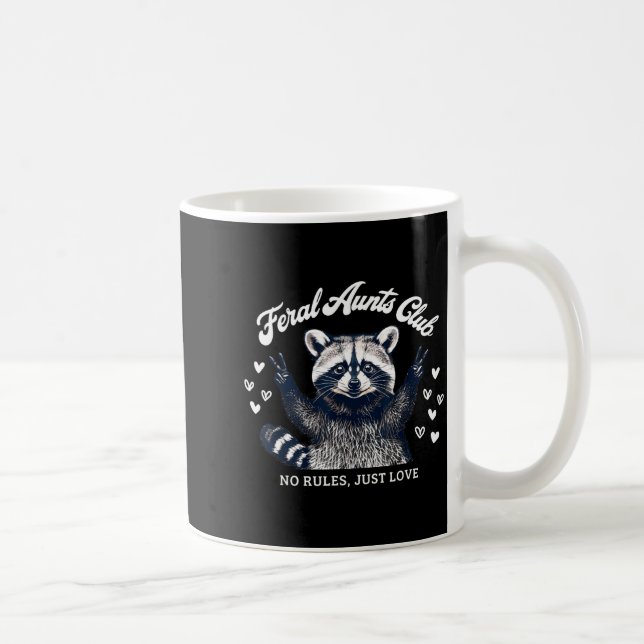 Caneca De Café Retro Feral Aunts Club Raccoon Auntie Pregnancy An (Direita)