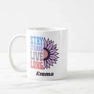 Caneca De Café Retro Fique Forte Viva Longo Girassol Positivo