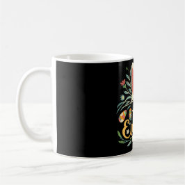 Caneca De Café Retro Floral Happy Easter Bunny Boho Spring