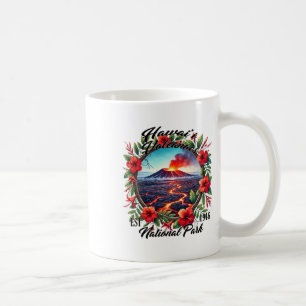 Caneca De Café Retro Floral Parque Nacional dos Vulcões do Havaí