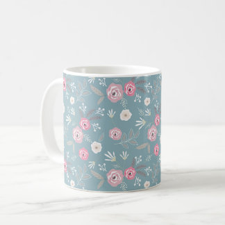 Caneca De Café Retro floral pattern.