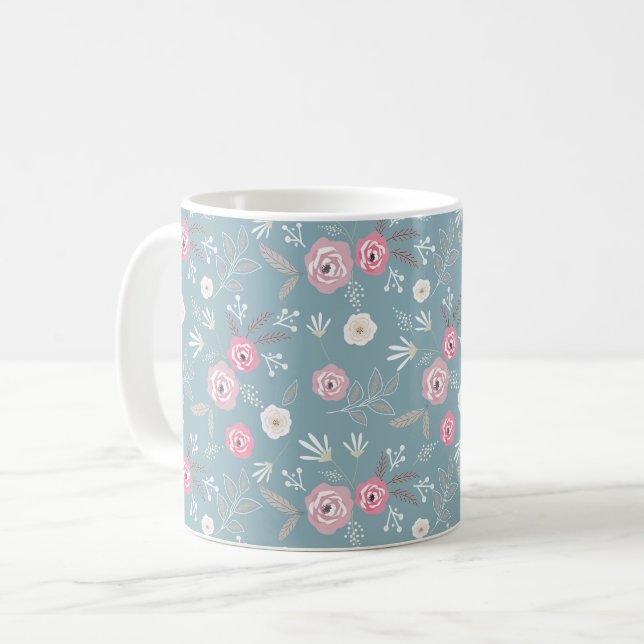 Caneca De Café Retro floral pattern. (Frente Esquerda)