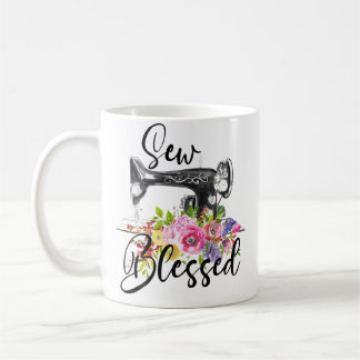 Caneca De Café Retro Floral Sewing Machine Sew Blessed Quilting L