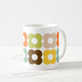Caneca De Café Retro Flower Modern Mid-Century Colorful Pattern 