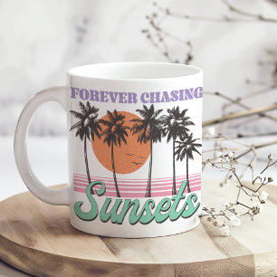 Caneca De Café Retro "Forever Perseguindo Pôrs do sol"