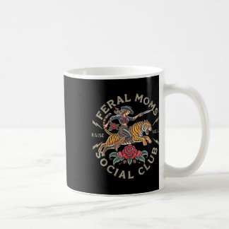 Caneca De Café Retro Funny Feral Mães Social Club Sarcastic Mothe