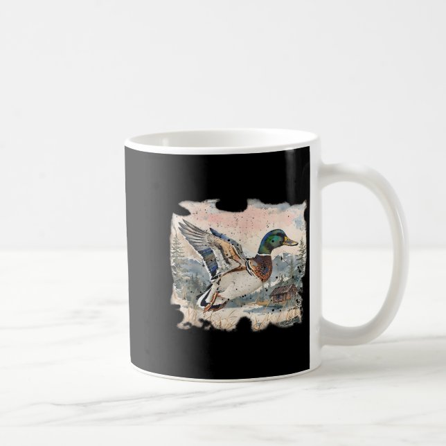 Caneca De Café Retro Funny Mallard Duck Waterfowl Hunting Cozy Se (Direita)