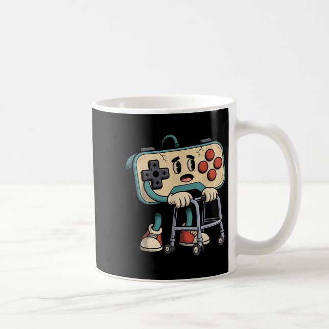 Caneca De Café Retro Funny Old Gamer 80s 90s Clic Video Game Humo (Direita)