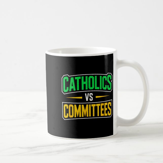 Caneca De Café Retro Funny Trendy Sarcastic Saying Catholics Vs C (Direita)