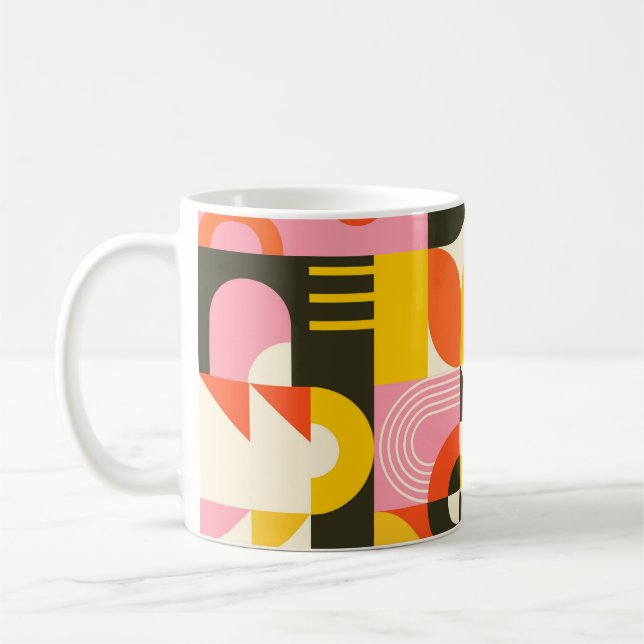 Caneca De Café Retro Fusion Mug – Colourful Abstract Coffee Cup   (Esquerda)