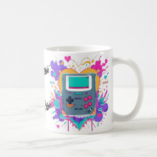Caneca De Café Retro Gamer Mug - Arte Colorida dos Anos 90
