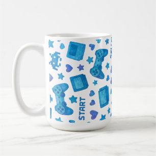 Caneca De Café Retro Gamer Mug - Controlador de Jogo Azul
