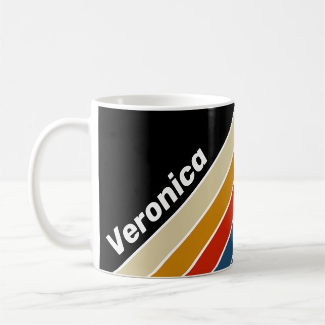 Caneca De Café Retro Gelo Listras de Arco-Íris com Nome (Esquerda)