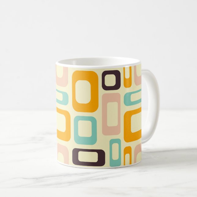 Caneca De Café Retro geometric pattern in light beige background (Frente Esquerda)