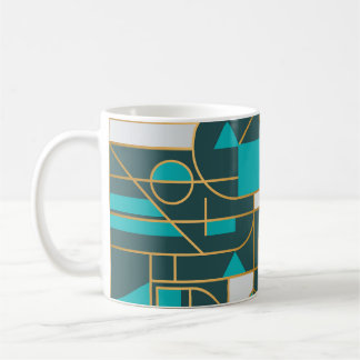 Caneca De Café Retro Geométrico: Trabalho de arte minimalista.