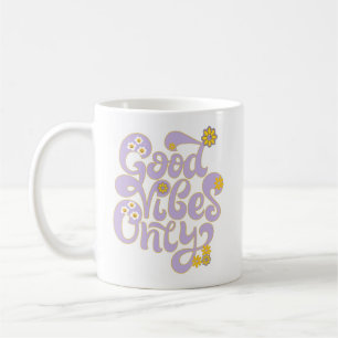 Caneca De Café Retro Good Vibes apenas Daisy Purple Yellow