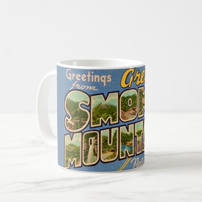 Caneca De Café Retro Grandes Montanhas Fumos (Frente Esquerda)