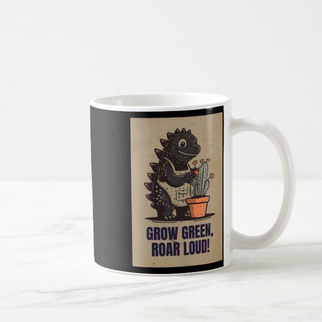 Caneca De Café Retro Greenzilla – Adesivo de jardinagem Godzilla  (Direita)