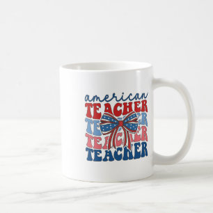 Caneca De Café Retro Groovy 4 De Julho Professor Coquette America