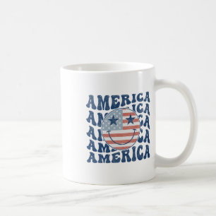 Caneca De Café Retro Groovy America Usa Sorri Face Patriótica 4º