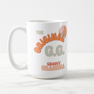 Caneca De Café Retro Groovy Avó Peach & Aqua