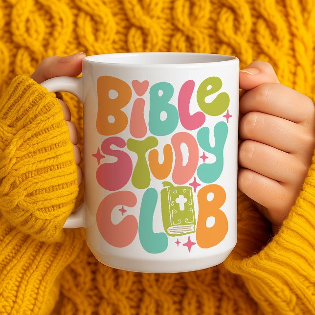 Caneca De Café Retro Groovy Bíblia Study Club Coffee Mug (Criador carregado)